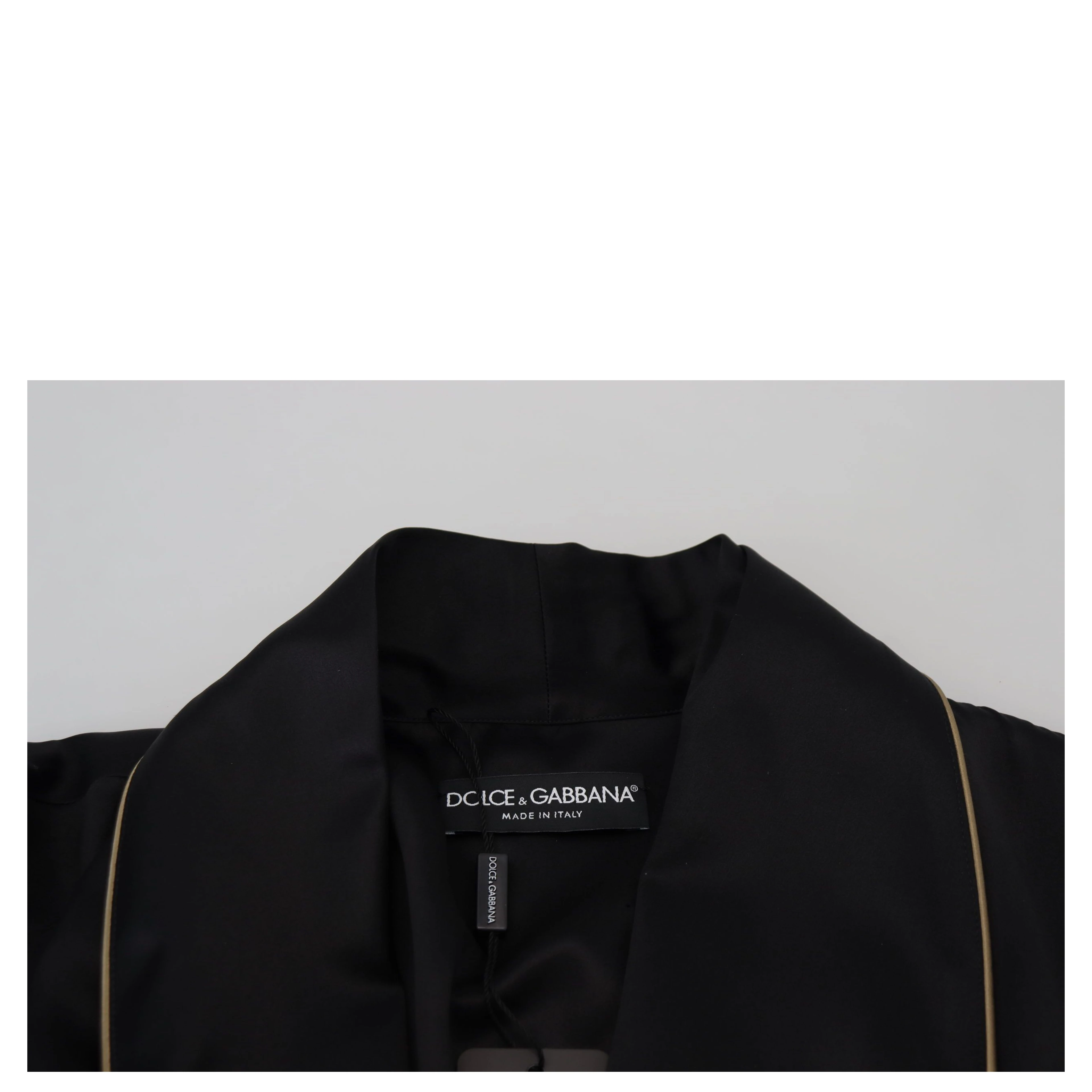 Black 100% Silk Robe Coat Wrap Jacket