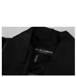 Black 100% Silk Robe Coat Wrap  Jacket