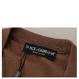 Brown Wool Men V-neck Pullover Sweater