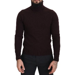 Brown Wool Turtle Neck Pullover Sweater