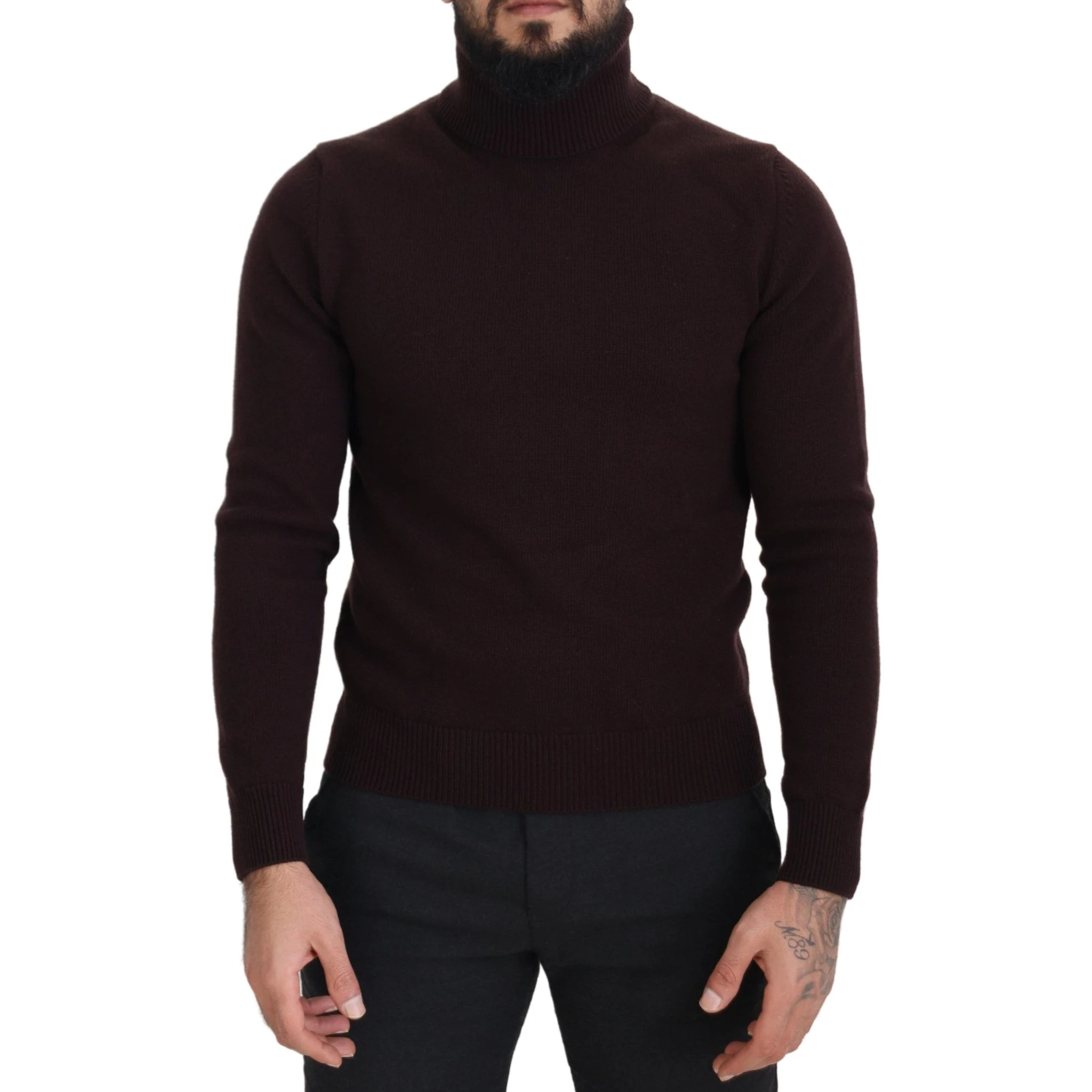 Brown Wool Turtle Neck Pullover Sweater