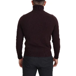 Brown Wool Turtle Neck Pullover Sweater