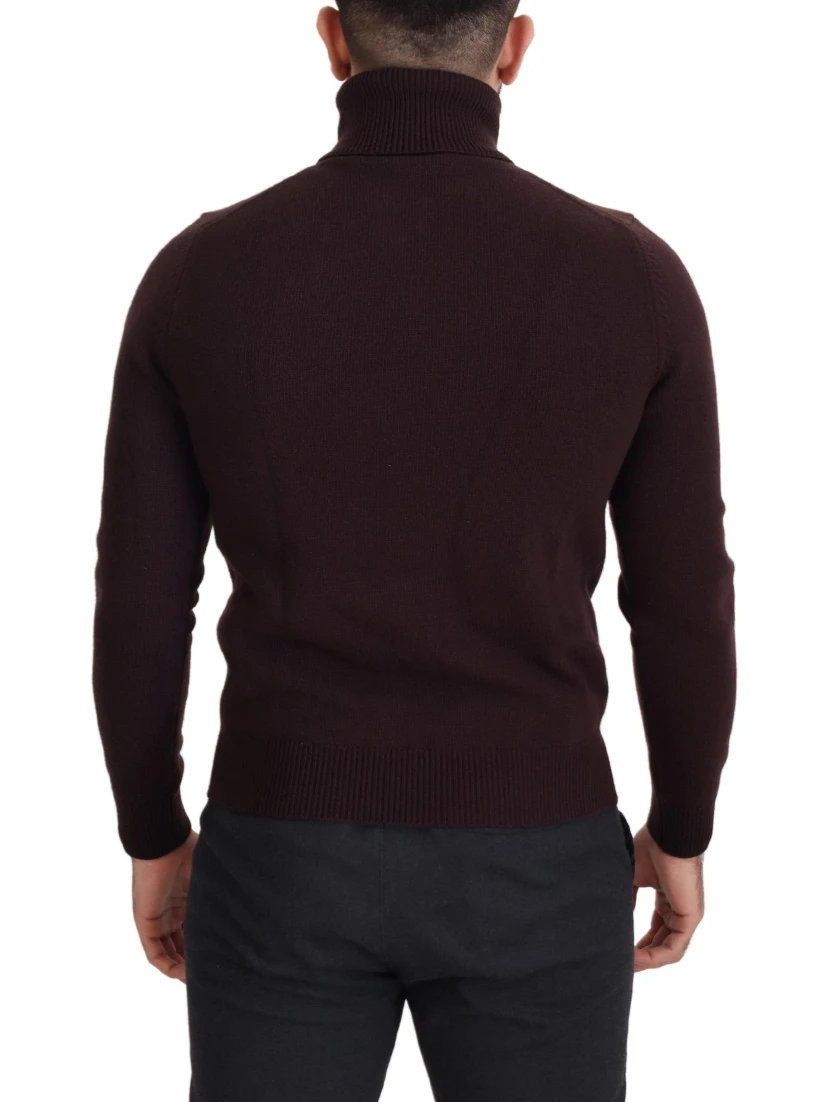 Brown Wool Turtle Neck Pullover Sweater