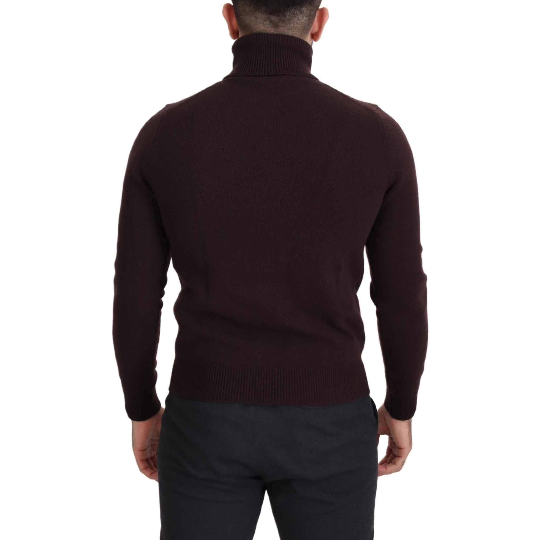 Brown Wool Turtle Neck Pullover Sweater