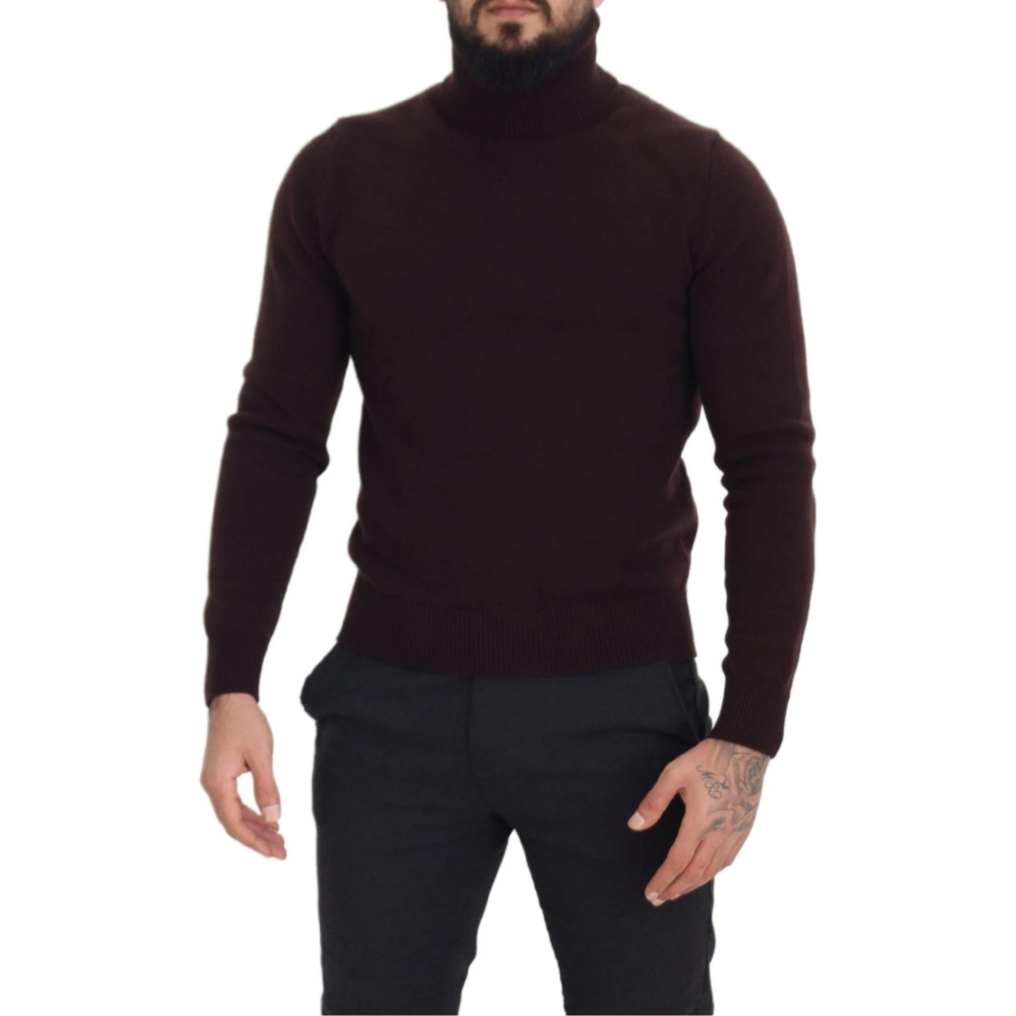 Brown Wool Turtle Neck Pullover Sweater