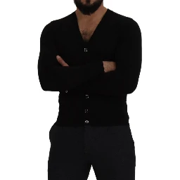 Black Wool Button Down Cardigan Sweater