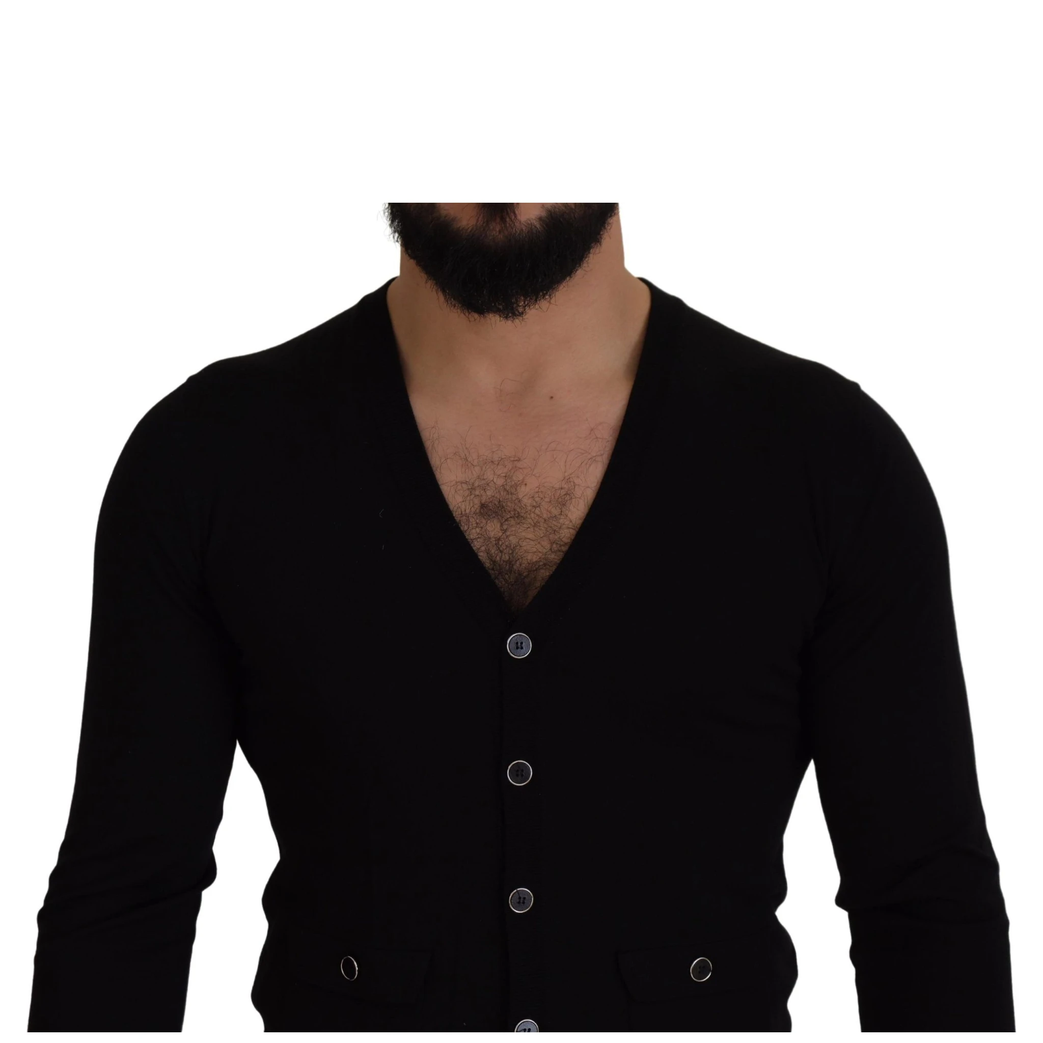 Black Wool Button Down Cardigan Sweater