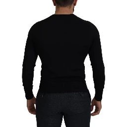 Black Wool Button Down Cardigan Sweater