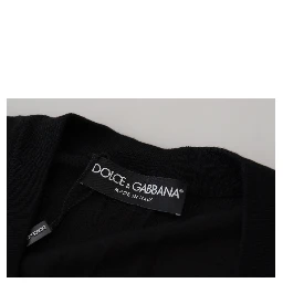 Black Wool Button Down Cardigan Sweater