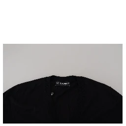 Black Wool Button Down Cardigan Sweater