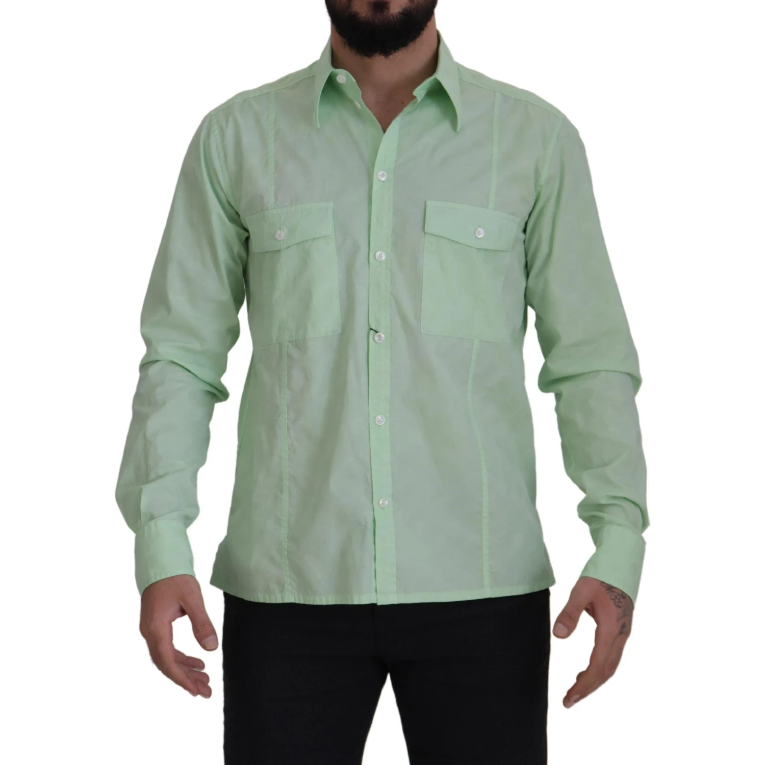 Mint Green Long Sleeves Button Down Shirt