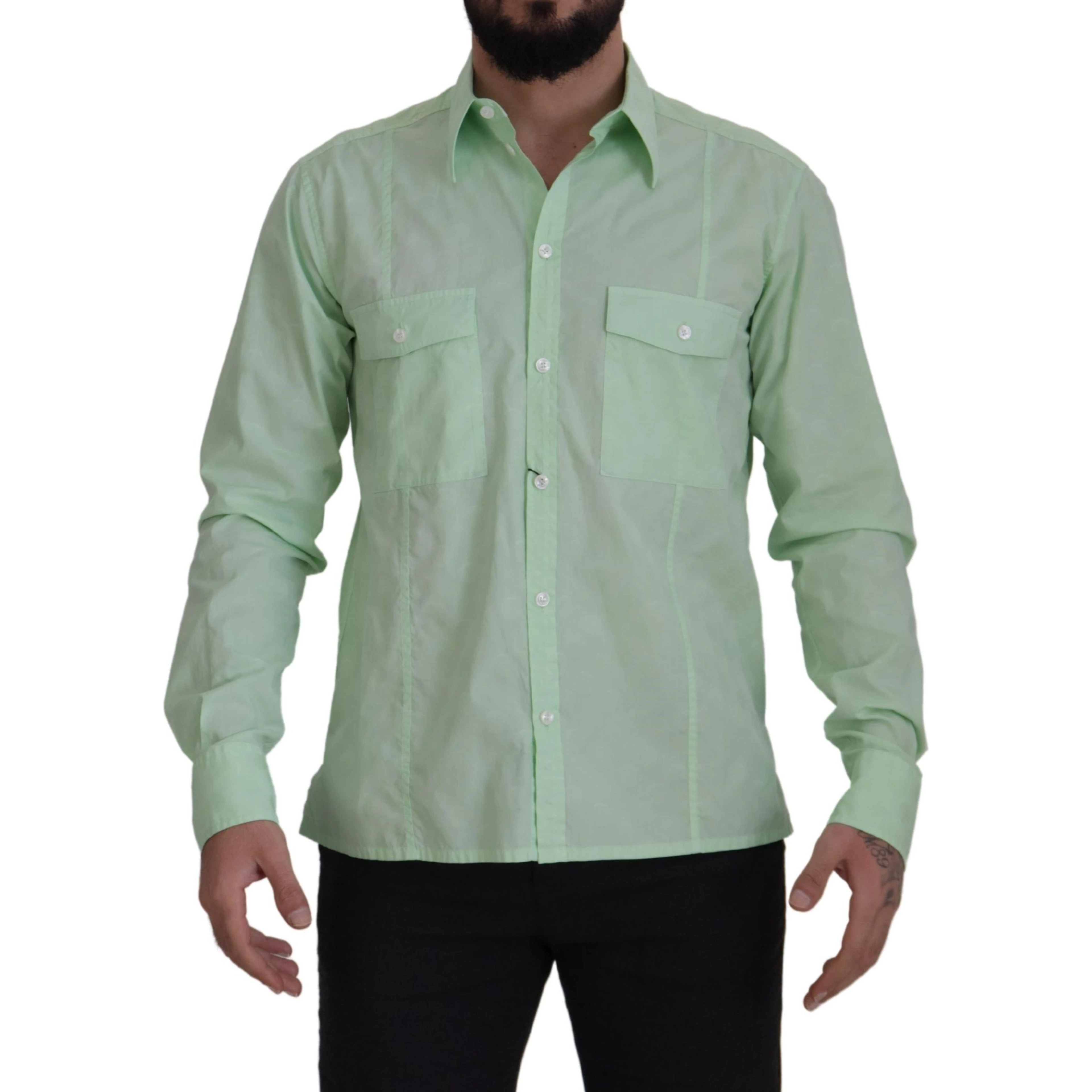 Mint Green Long Sleeves Button Down Shirt