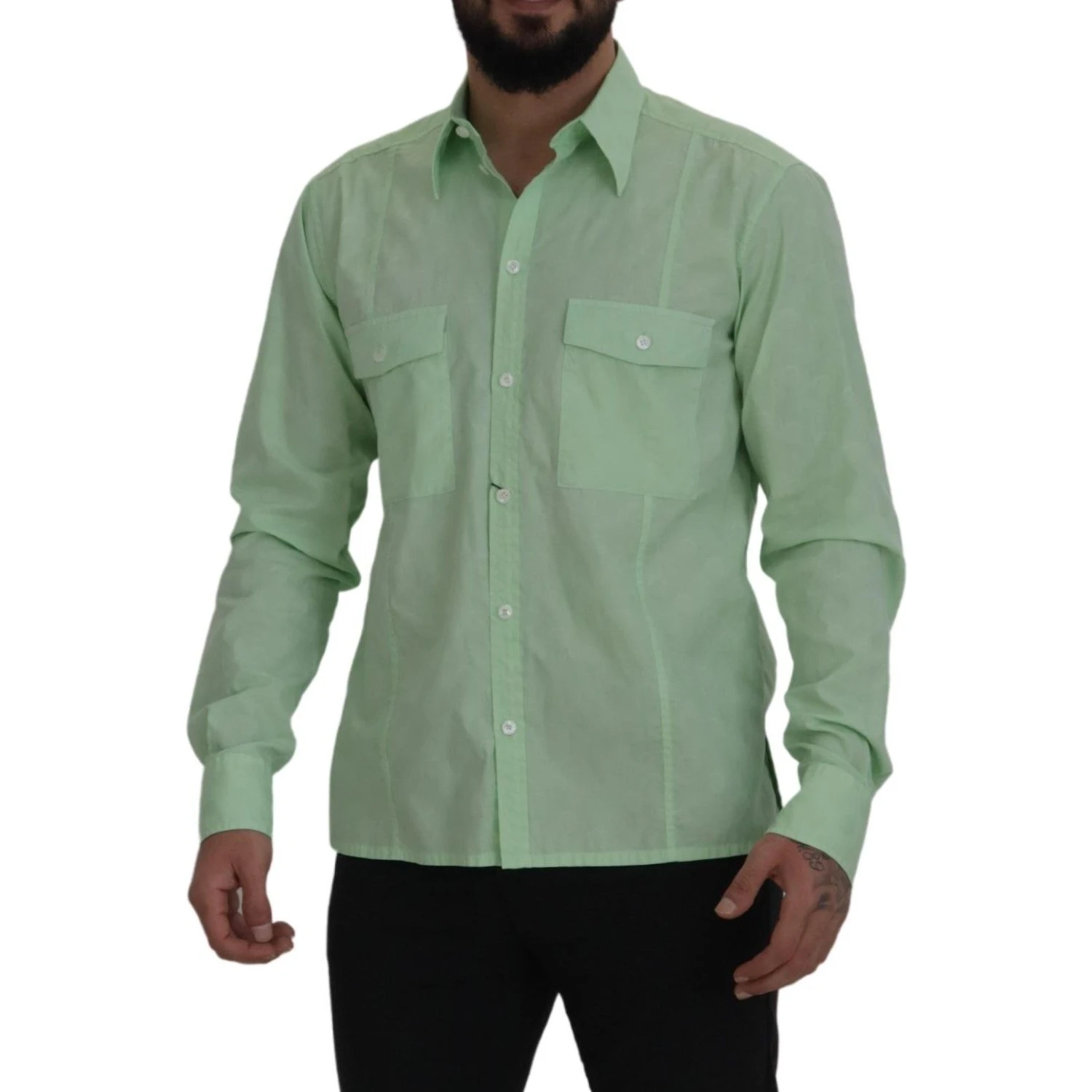 Mint Green Long Sleeves Button Down Shirt