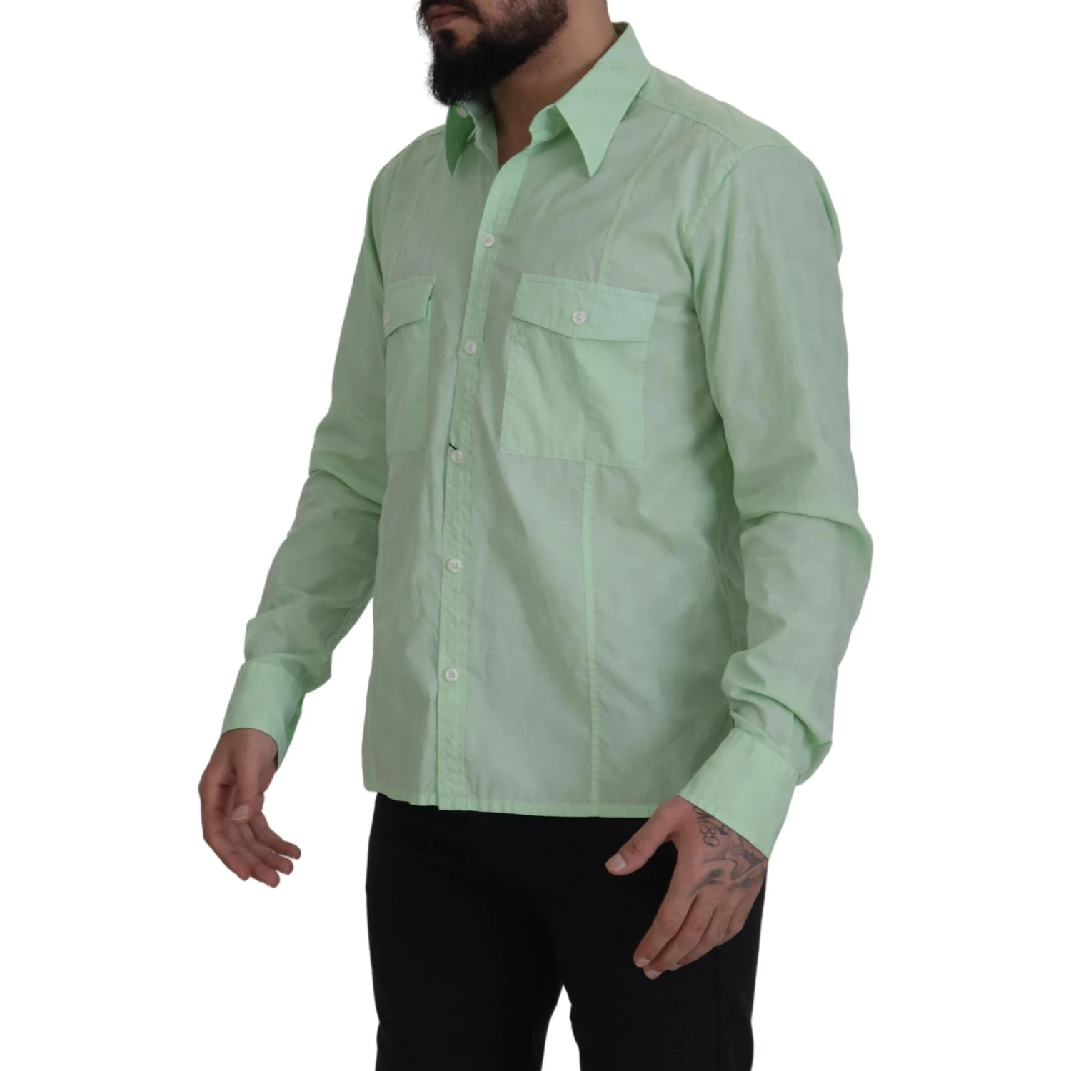 Mint Green Long Sleeves Button Down Shirt