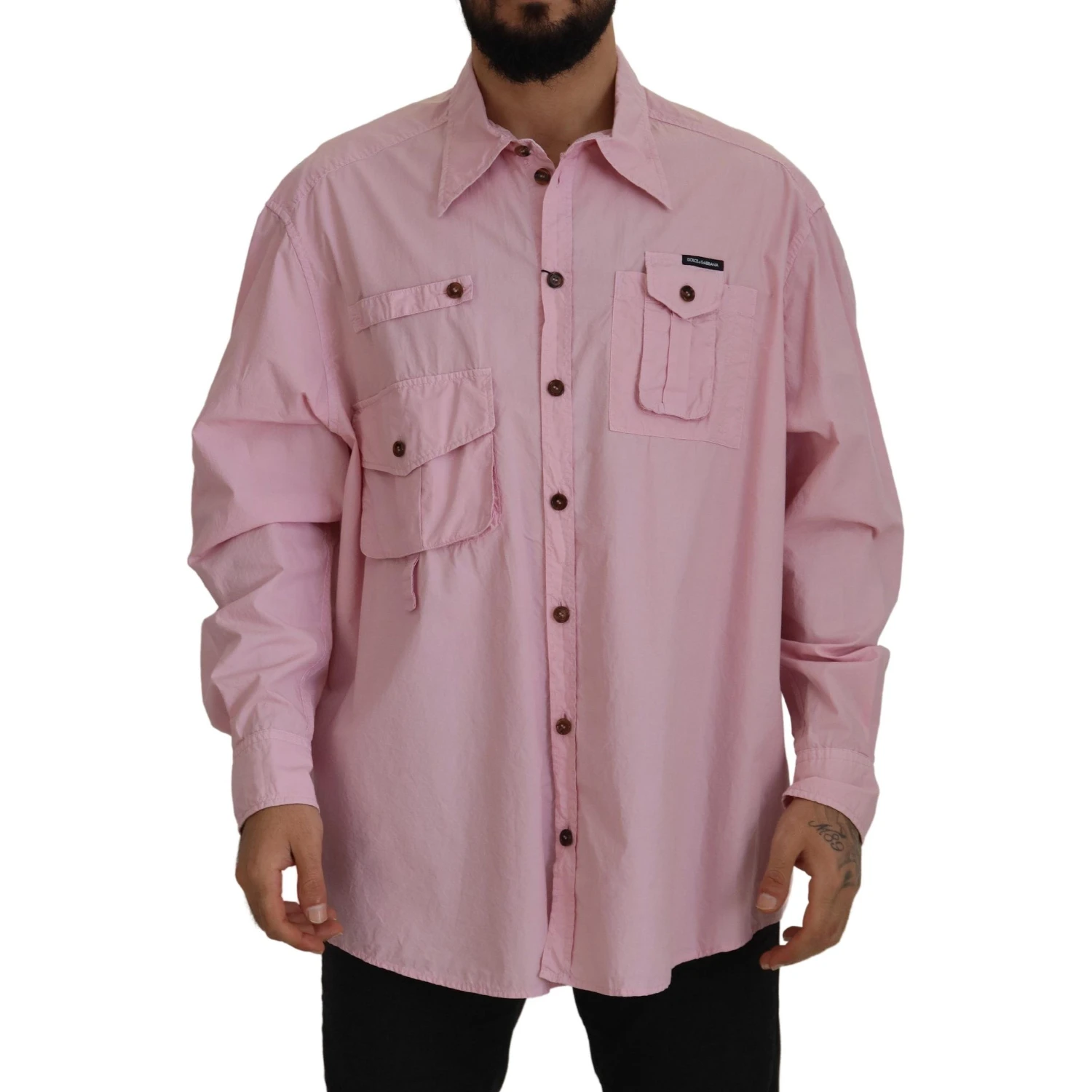 Pink Casual Button Down Long Sleeves Shirt