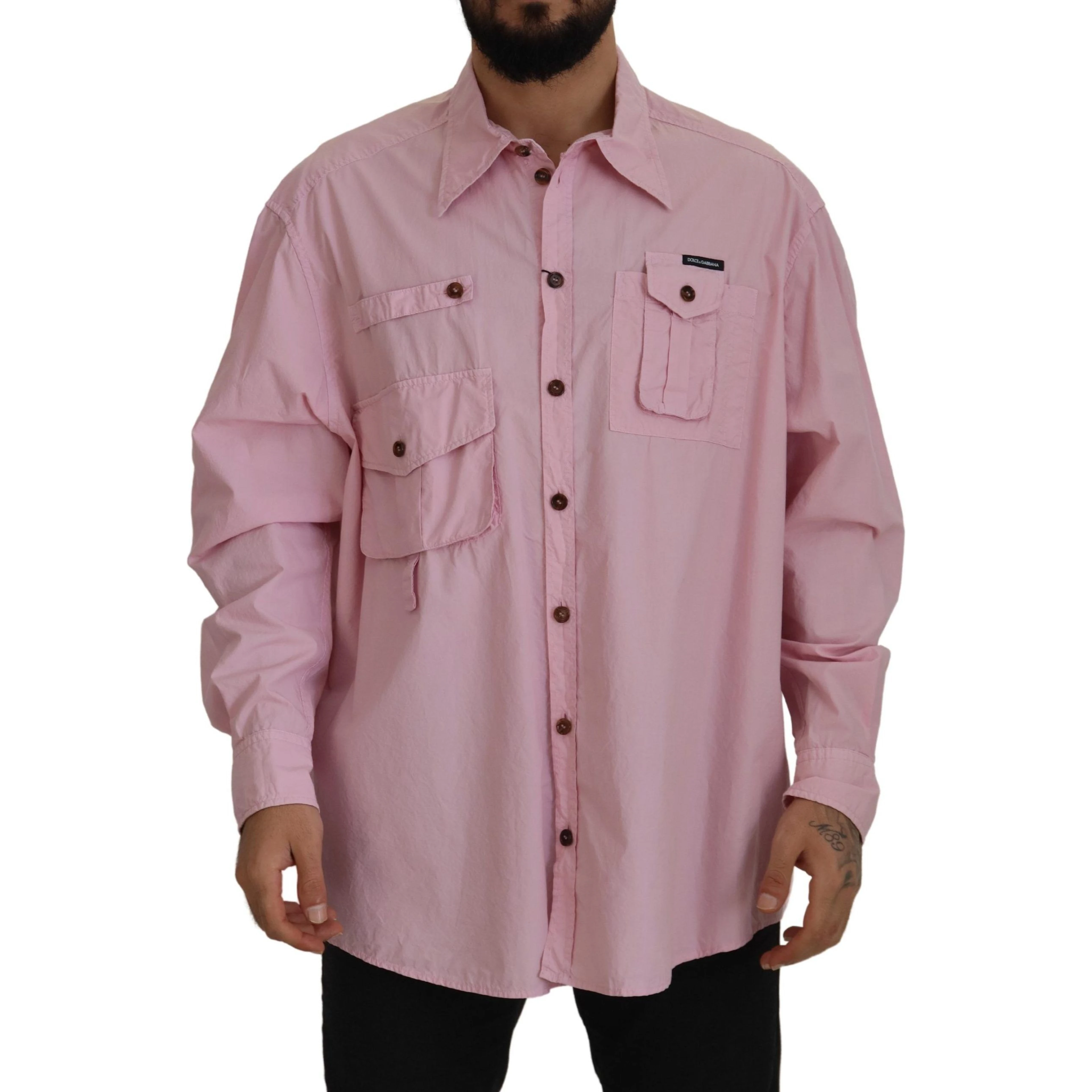 Pink Casual Button Down Long Sleeves Shirt