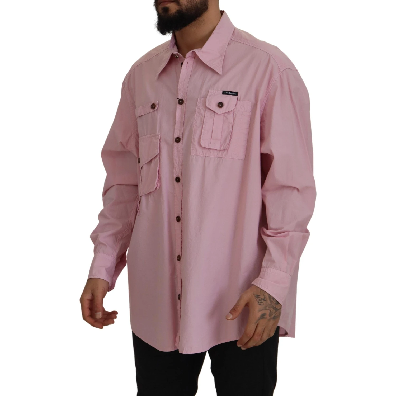 Pink Casual Button Down Long Sleeves Shirt