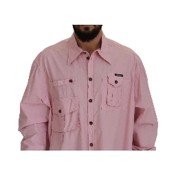 Pink Casual Button Down Long Sleeves Shirt