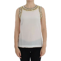 White crystal embellished tank top
