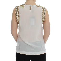 White crystal embellished tank top