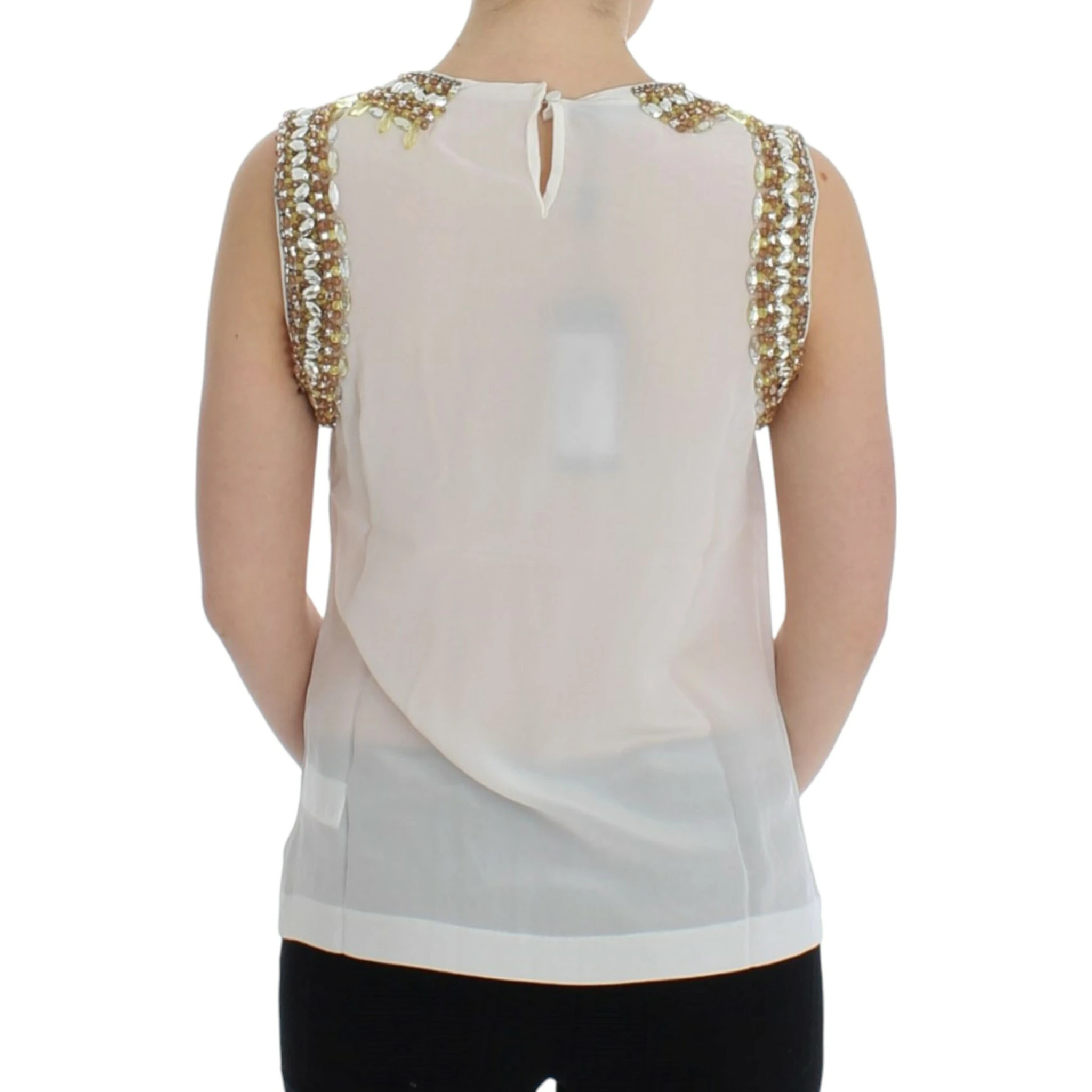 White crystal embellished tank top