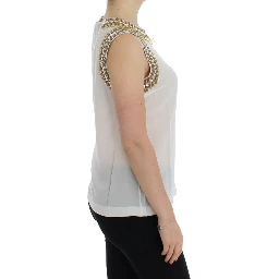 White crystal embellished tank top