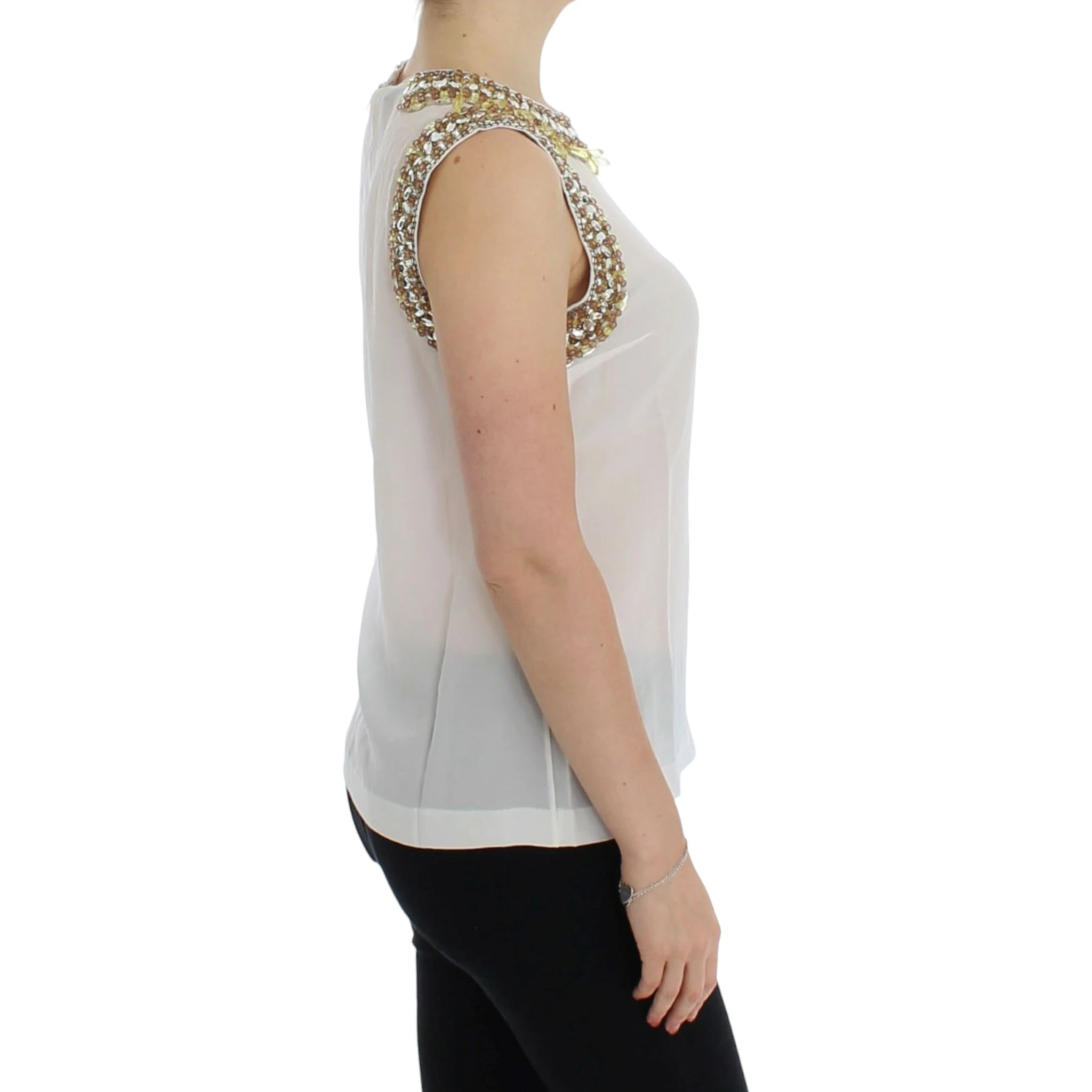 White crystal embellished tank top
