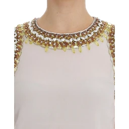 White crystal embellished tank top