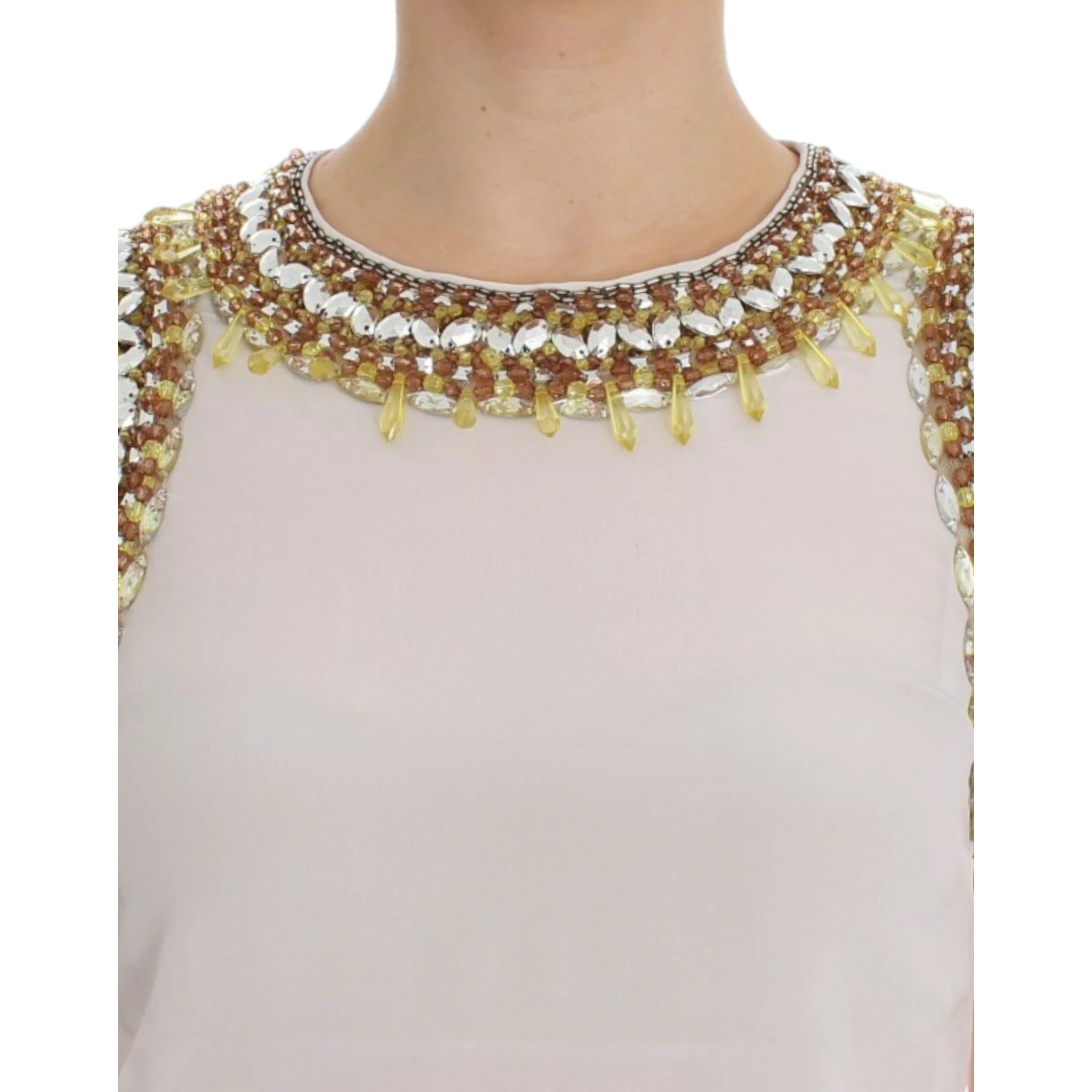 White crystal embellished tank top