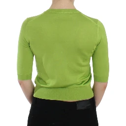 Green Wool V-neck Pullover Sweater Top