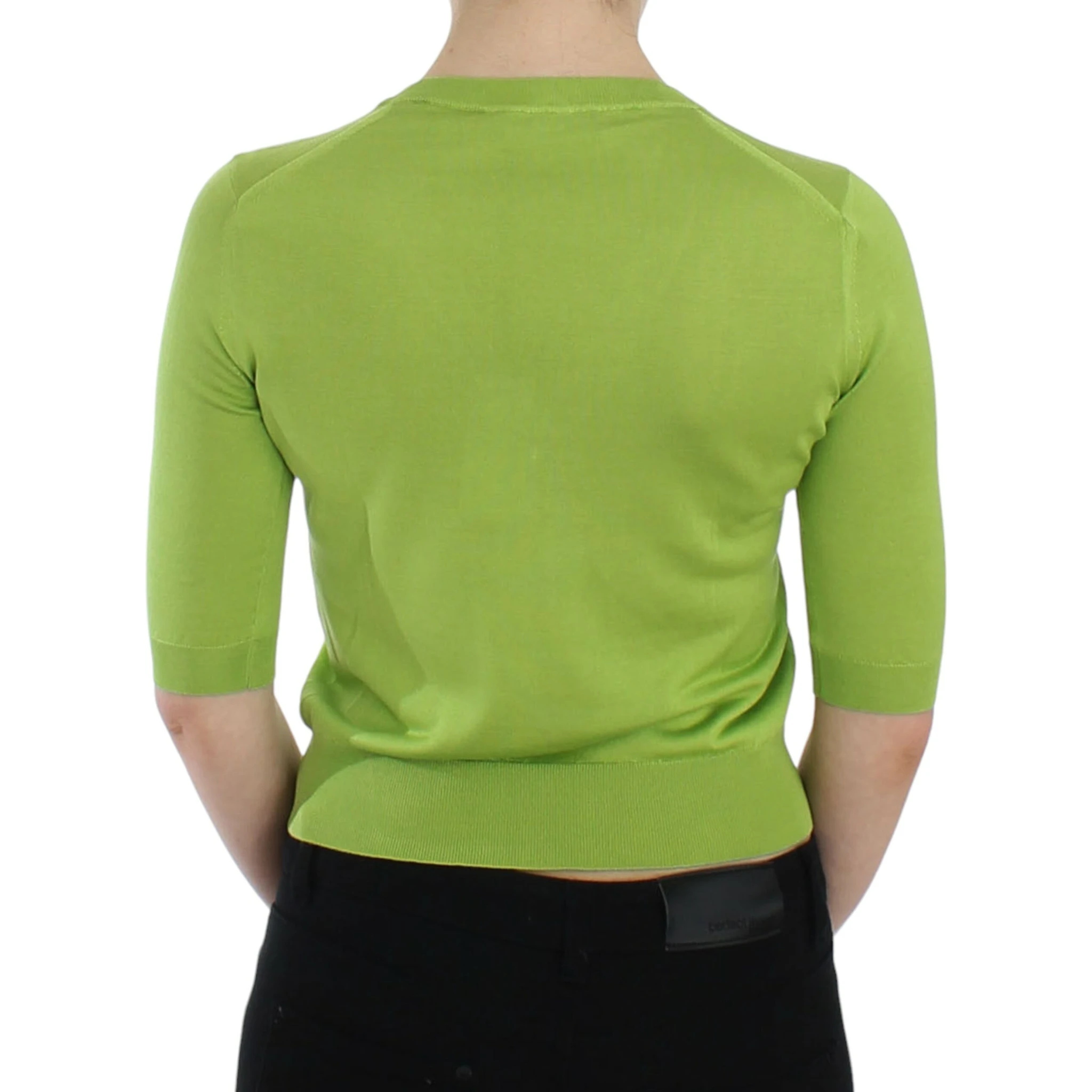 Green Wool V-neck Pullover Sweater Top