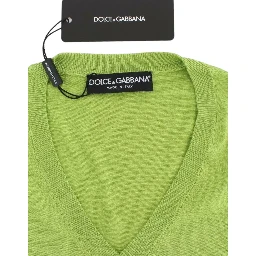 Green Wool V-neck Pullover Sweater Top
