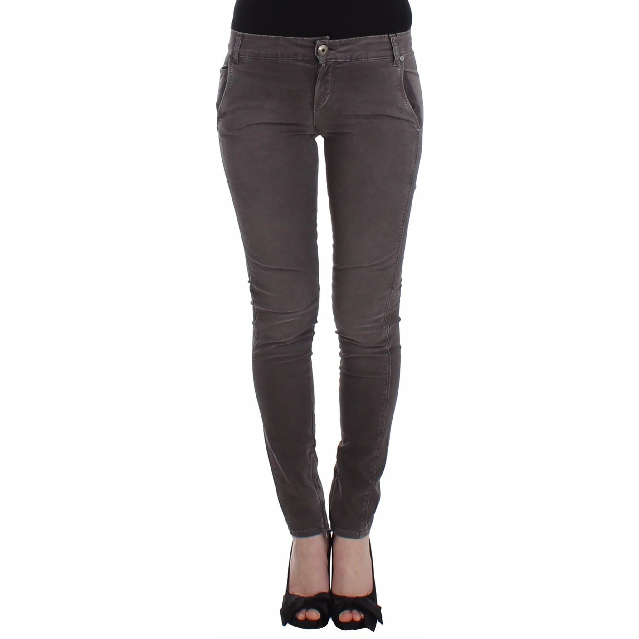Gray Slim Jeans Denim Pants Skinny Leg Stretch