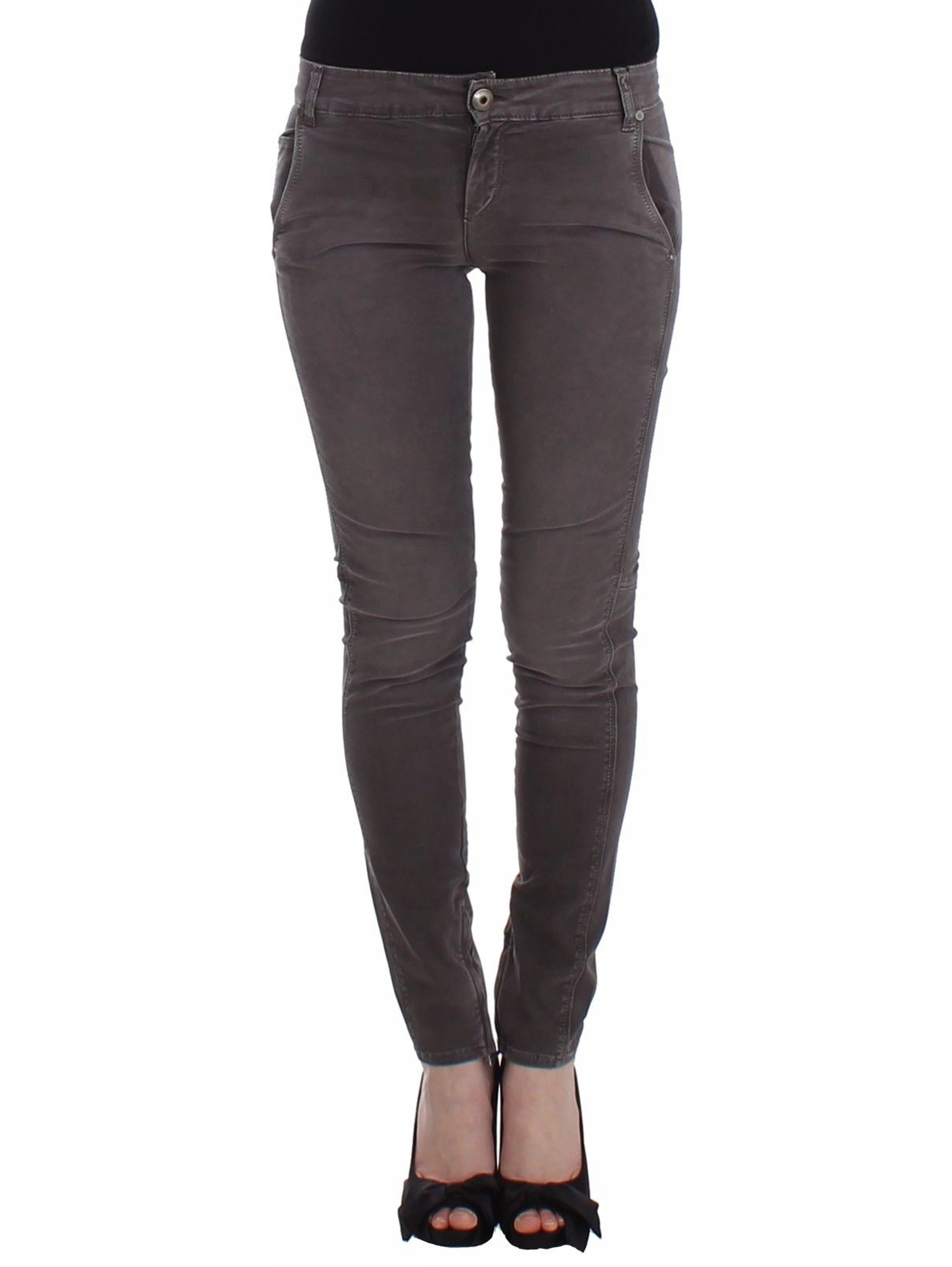 Gray Slim Jeans Denim Pants Skinny Leg Stretch