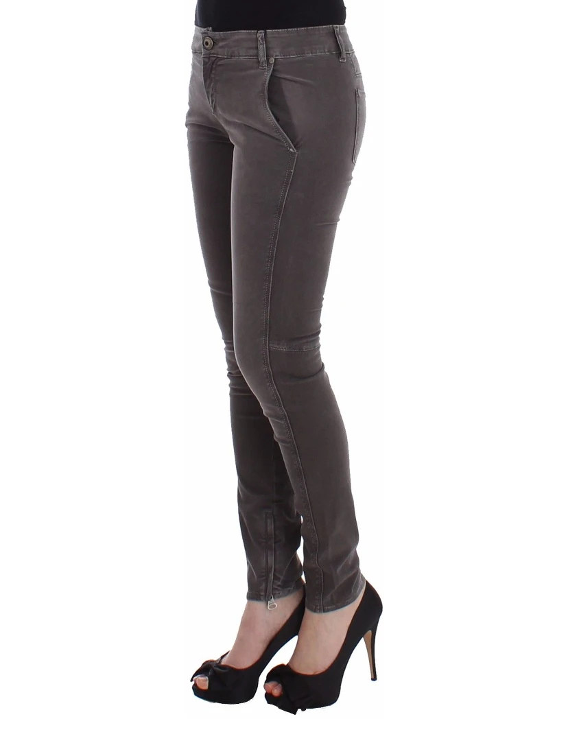 Gray Slim Jeans Denim Pants Skinny Leg Stretch