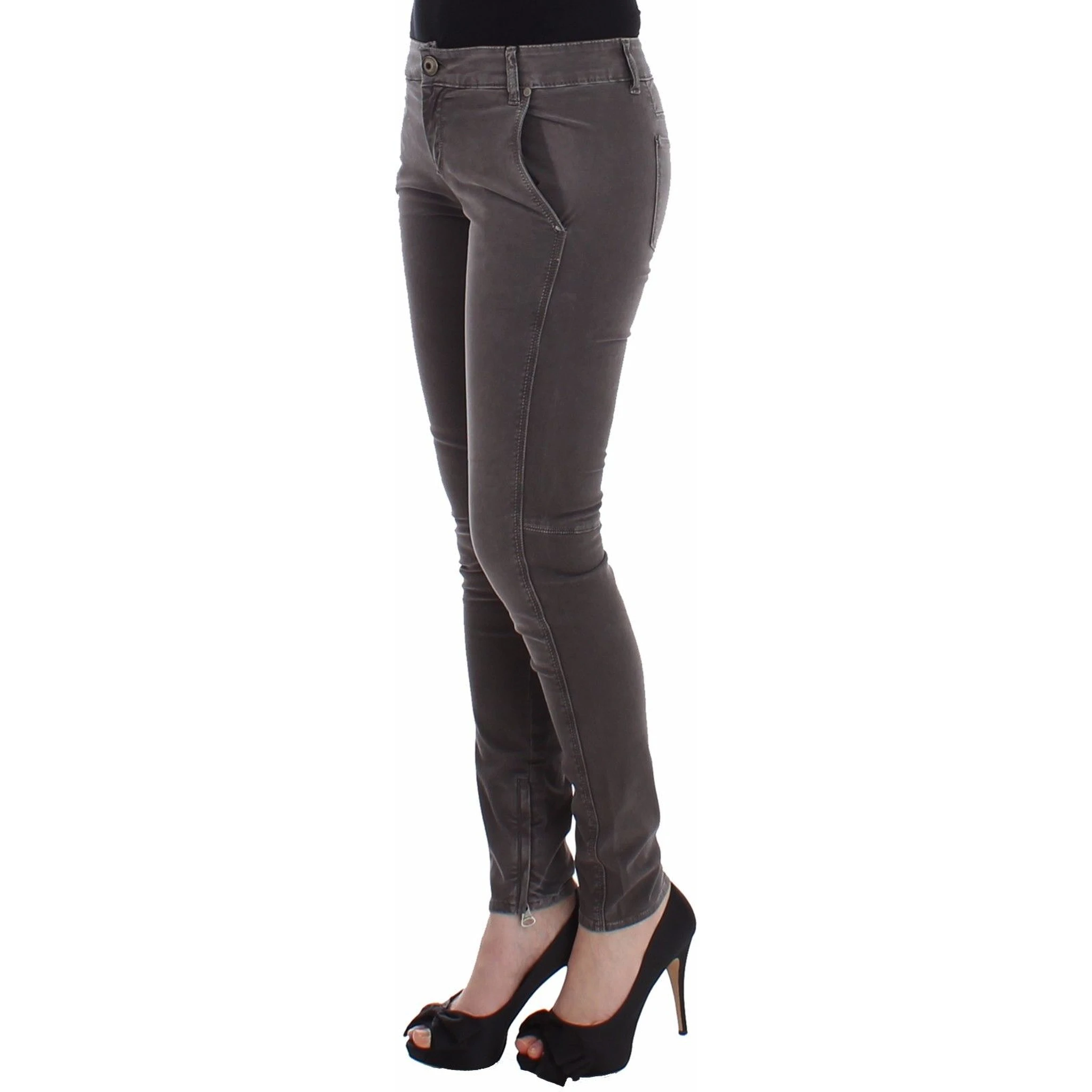 Gray Slim Jeans Denim Pants Skinny Leg Stretch