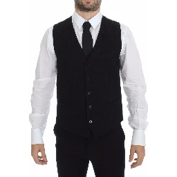 Black Cotton Dress Vest Blazer Jacket