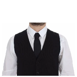 Black Cotton Dress Vest Blazer Jacket