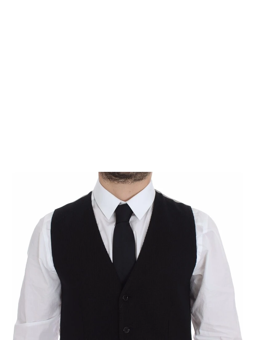 Black Cotton Dress Vest Blazer Jacket