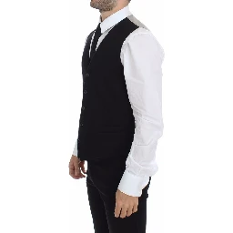 Black Cotton Dress Vest Blazer Jacket