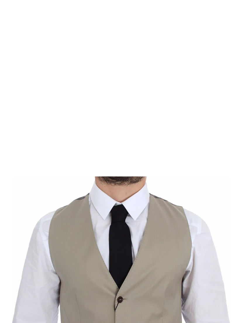 Beige Cotton Dress Vest Blazer Jacket