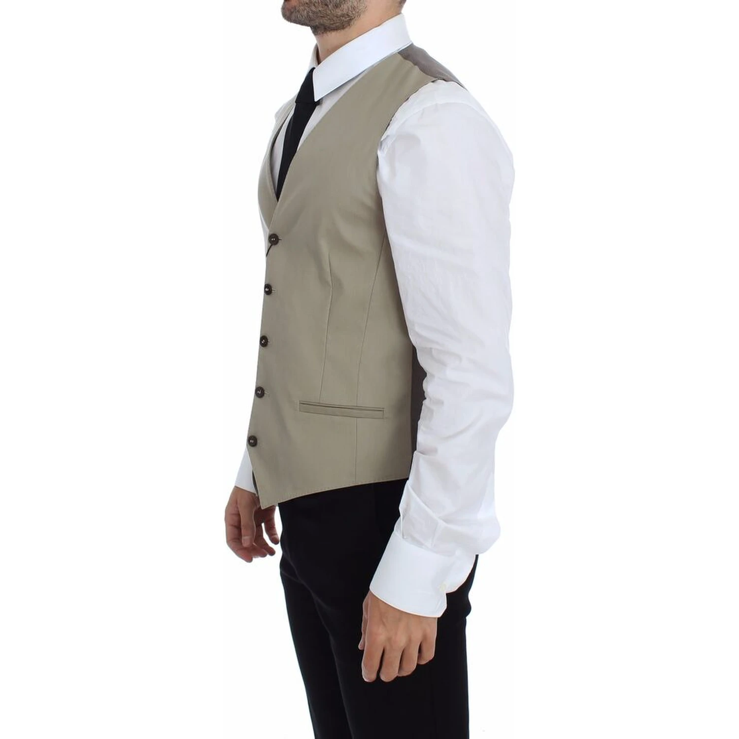 Beige Cotton Dress Vest Blazer Jacket
