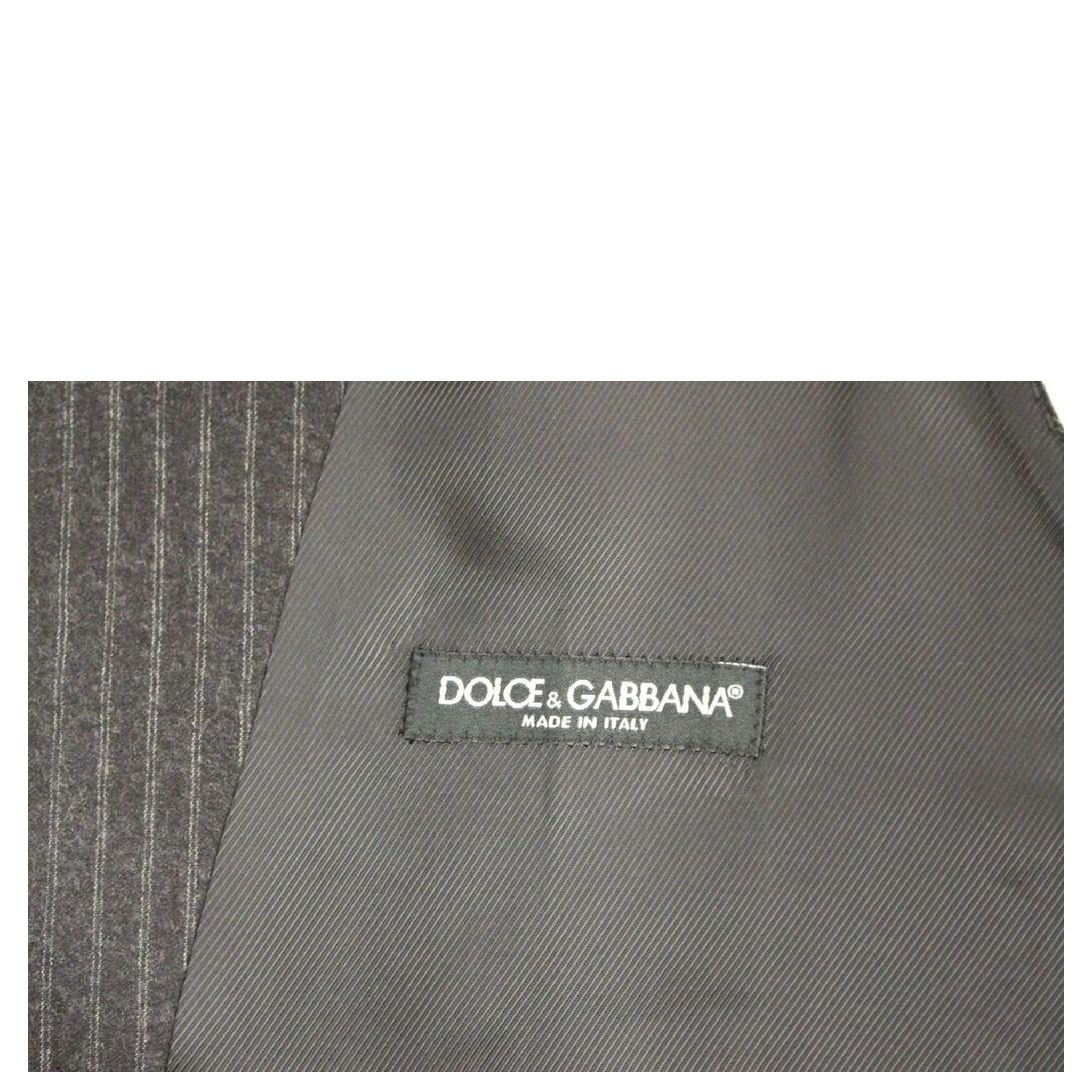 Gray Striped Wool Single Breasted Vest