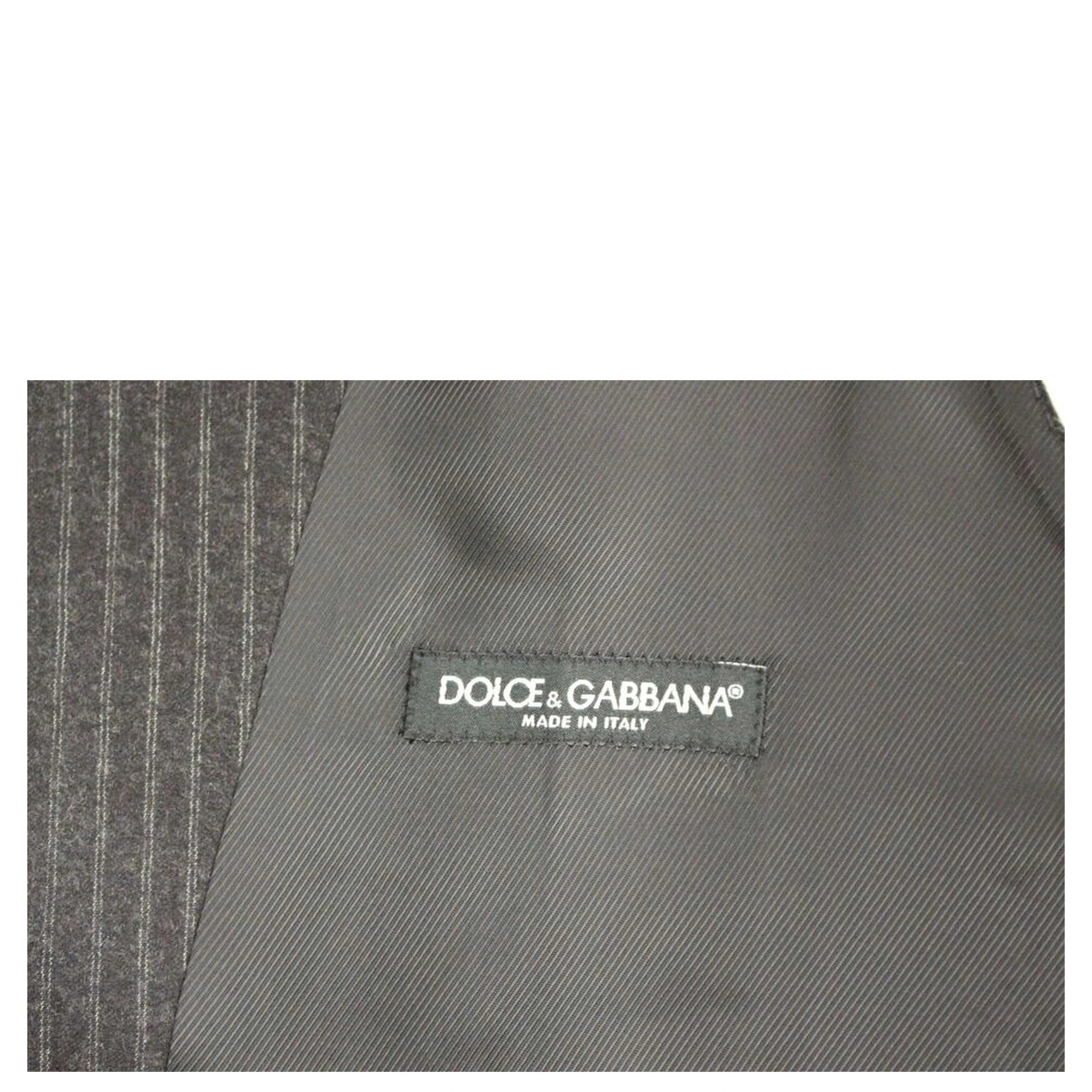 Gray Striped Wool Single Breasted Vest