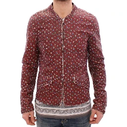 Bordeaux Leather Boxer Print Jacket Coat