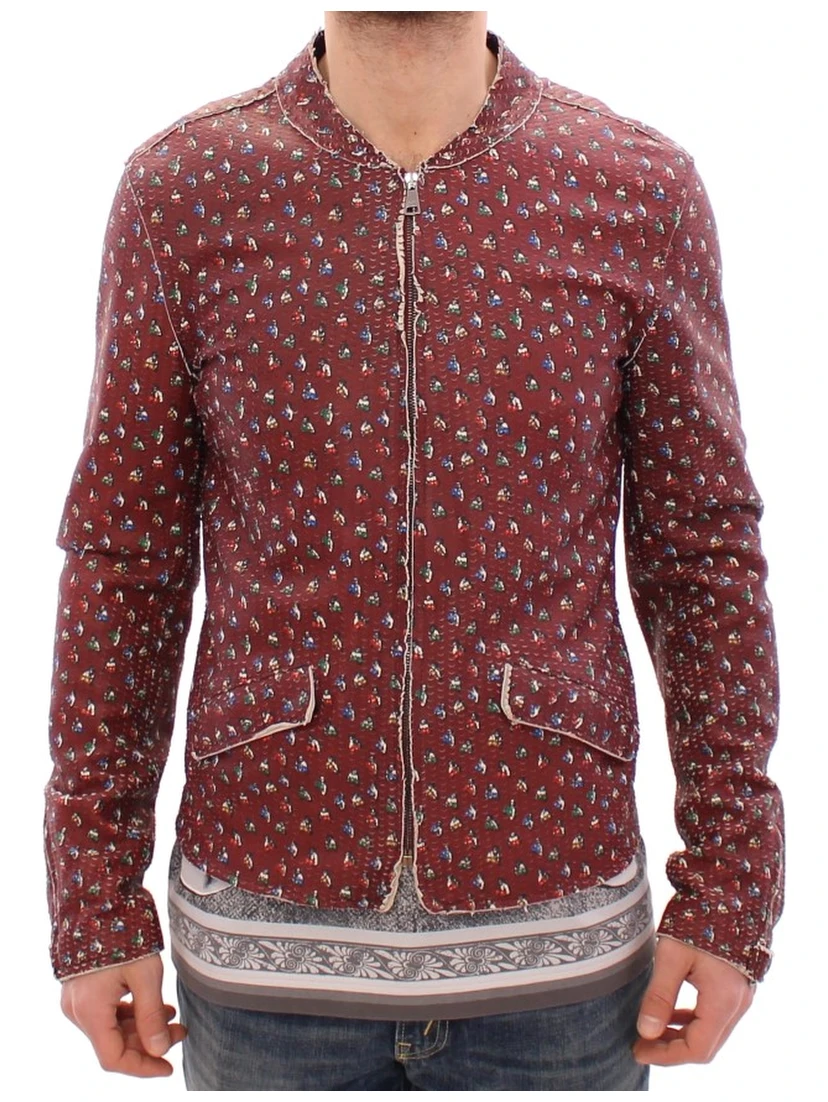 Bordeaux Leather Boxer Print Jacket Coat