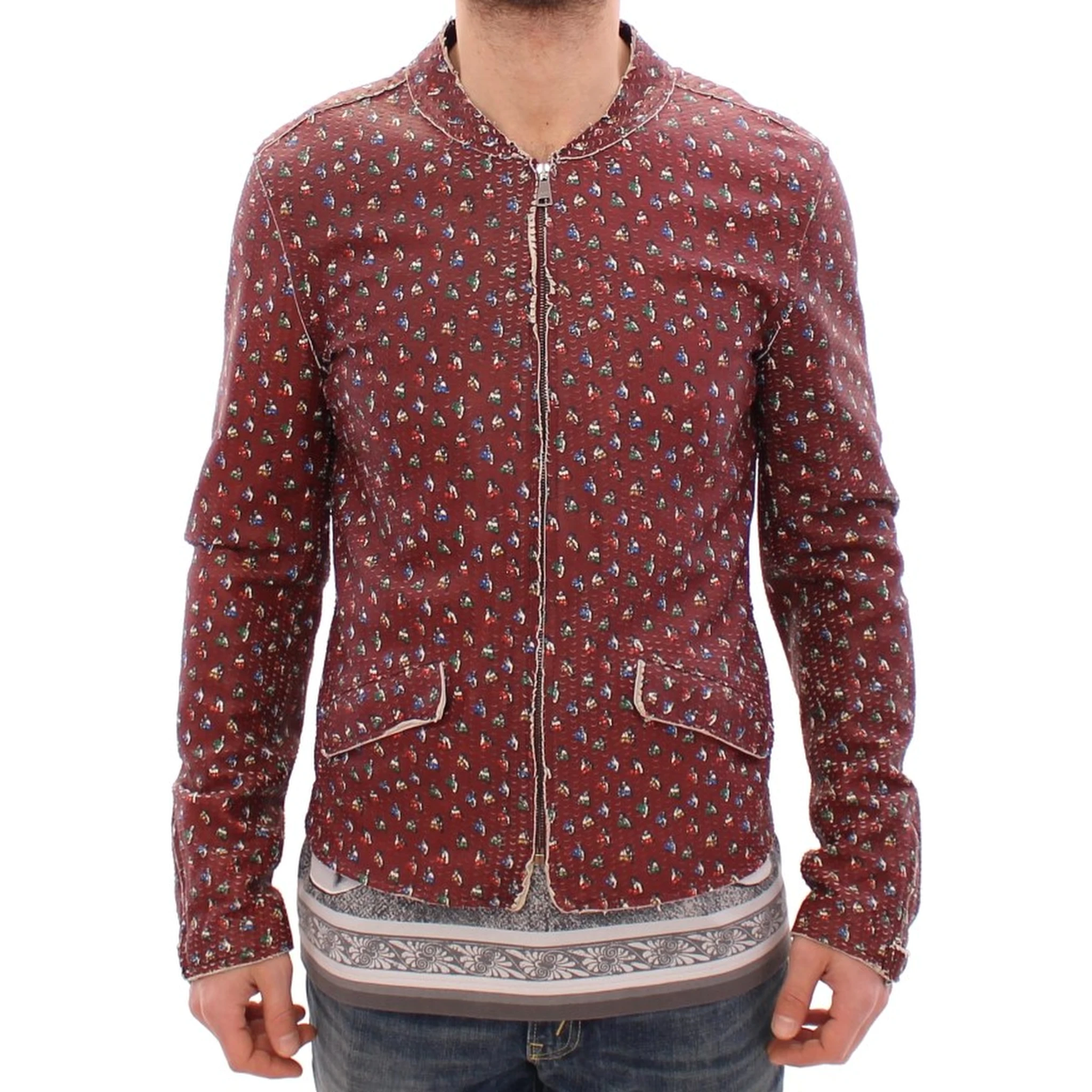 Bordeaux Leather Boxer Print Jacket Coat