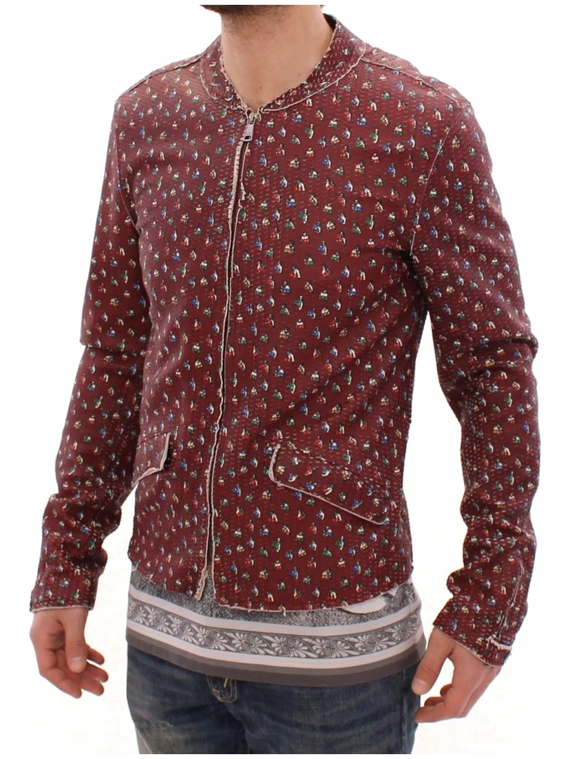 Bordeaux Leather Boxer Print Jacket Coat