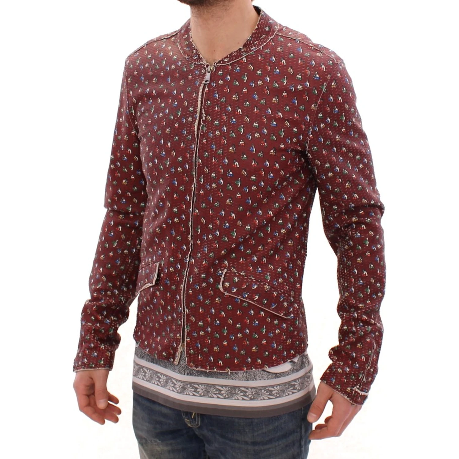 Bordeaux Leather Boxer Print Jacket Coat