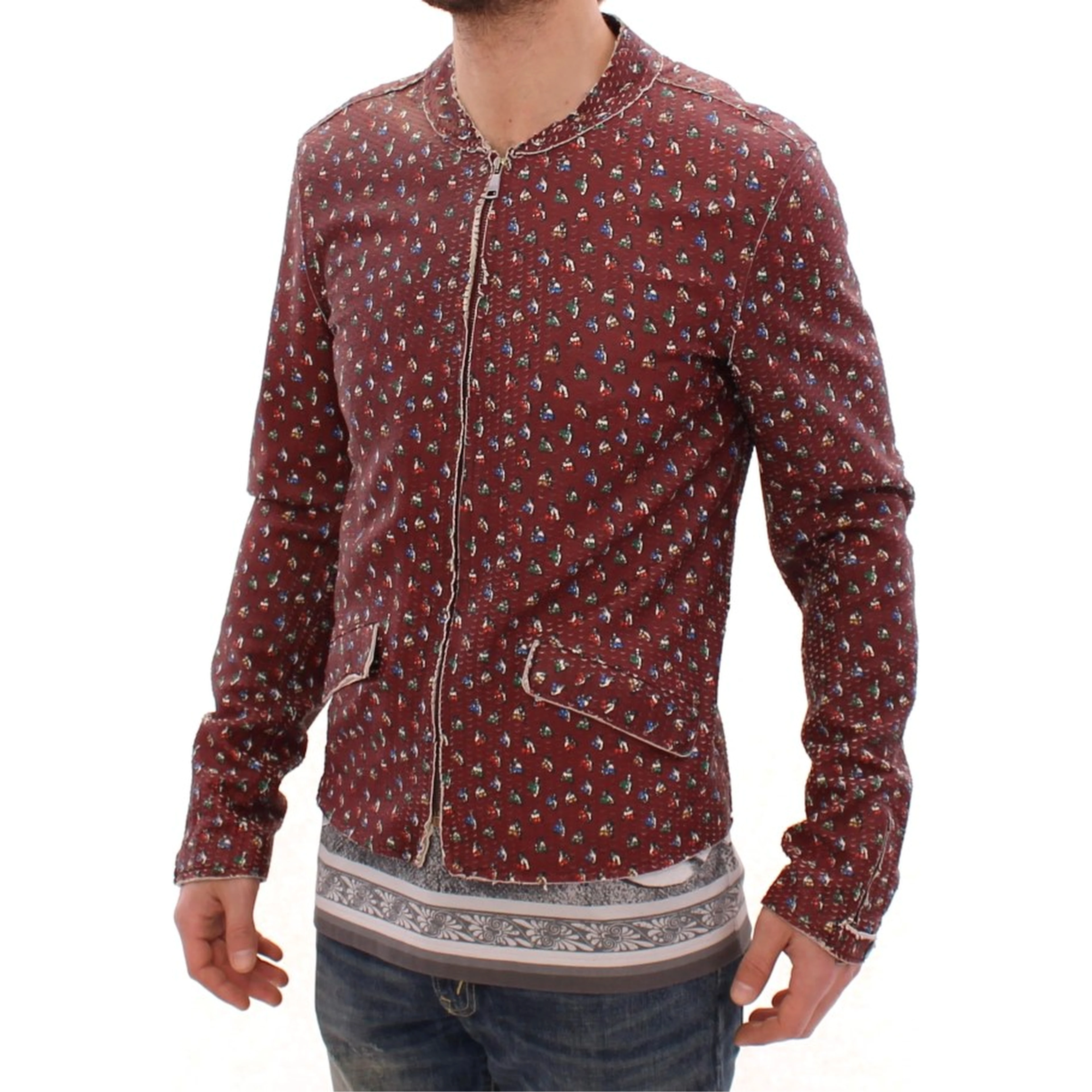 Bordeaux Leather Boxer Print Jacket Coat